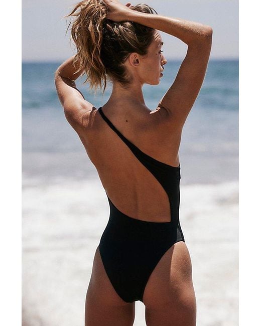 Ziah Black Leme Asymmetric One-piece Swimsuit