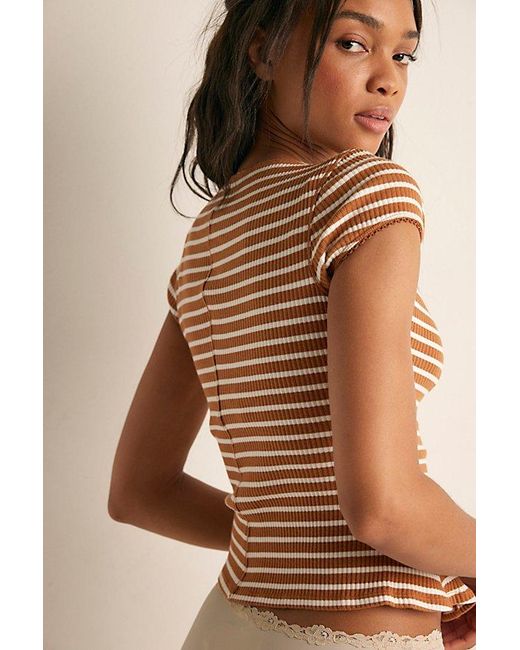 Free People Brown Most Wanted Striped Cardi By