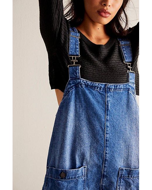 Free People Blue We The Free Overall Smock Mini Top