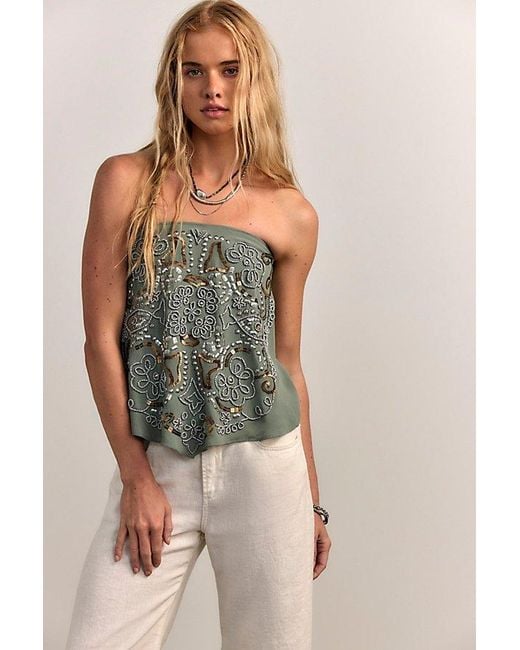 Free People Gray Julia Embellished Tube Top