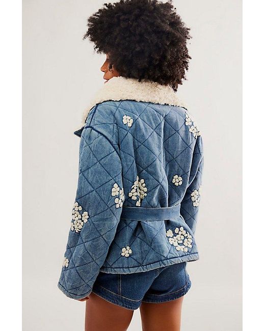 Free People Tach Wilma Quilted Jacket in Blue Lyst
