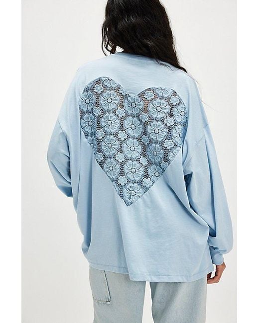 Daydreamer Blue Lace Heart Long-Sleeve Tee