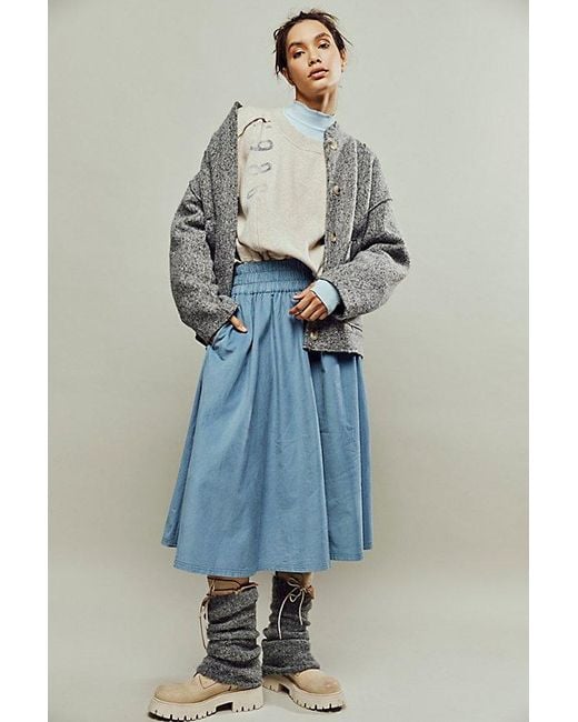 Free People Blue We The Free Cord Full Skirt