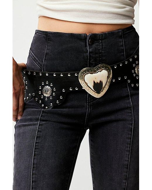 Free People Wildheart Studded Belt At In Black, Size: S/m