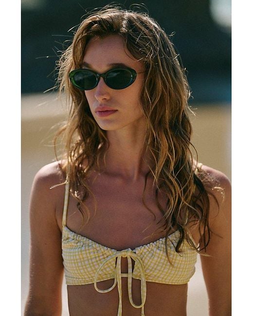 Free People Green Mae Oval Sunglasses