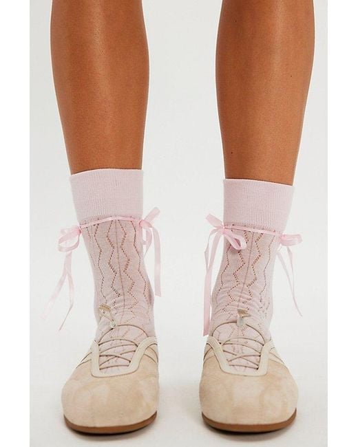 High Heel Jungle Pink Bella Satin Bow Socks By