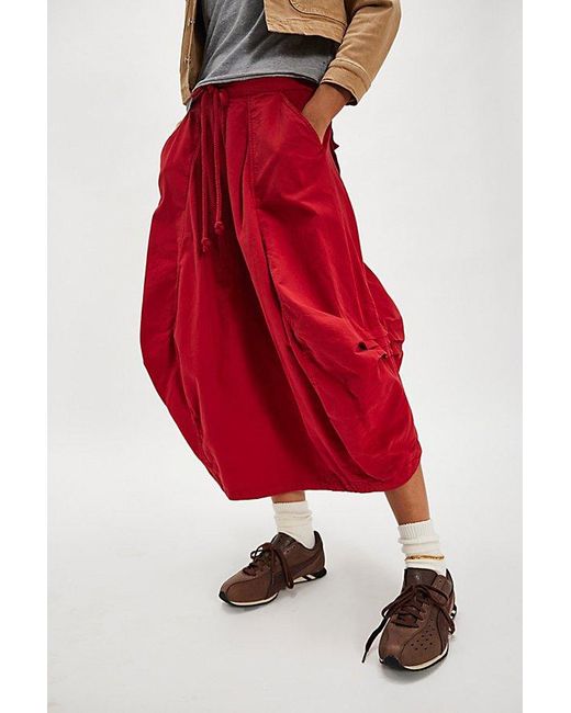 Free People Red Willow Poplin Maxi Skirt