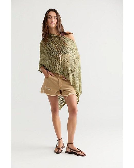 Free People Green Jade Knit Poncho Jacket
