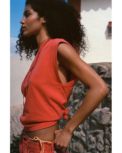 Free People Red Atlas Muscle Tee