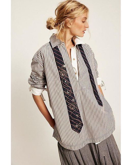 Free People Natural August Striped Pullover