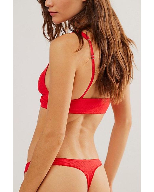 Free People Red Pointelle Thong