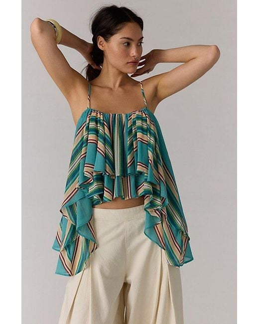 Free People Green Coco Printed Tank Top