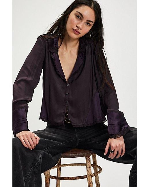 Free People Black Elsa Silky Bed Jacket