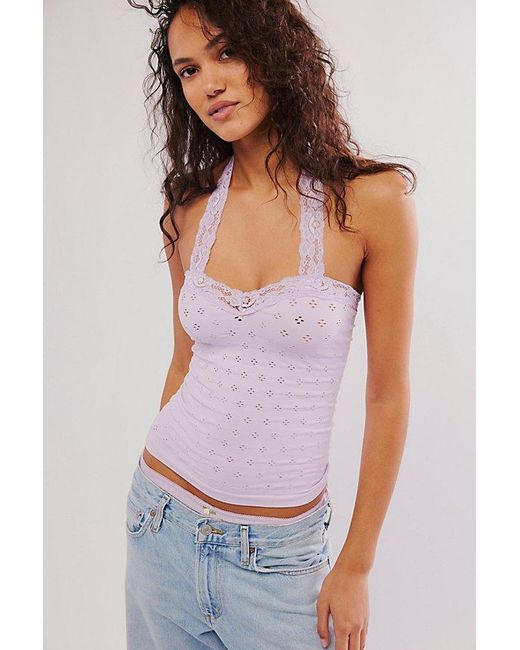 Intimately By Free People White Eyelet Seamless Halter Top