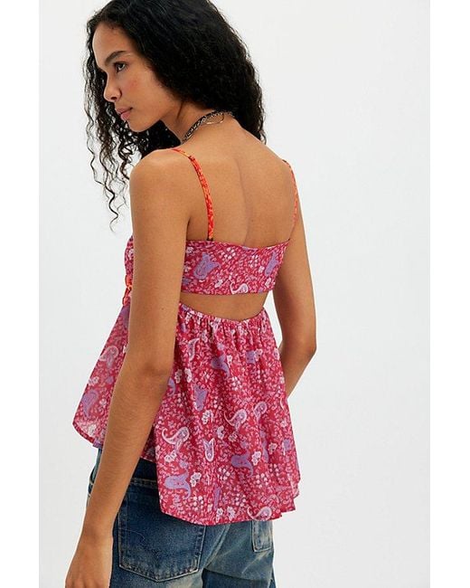 Free People Red Malia Babydoll Tank Top