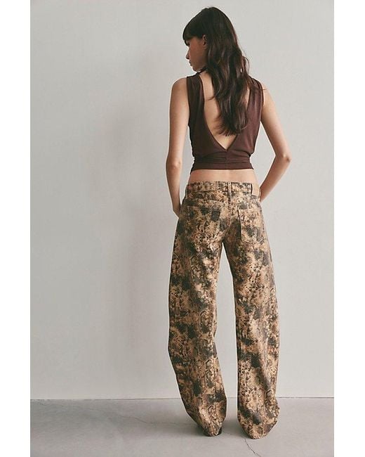 Free People Multicolor Fable Printed Low-Rise Twisted Bowed Jeans