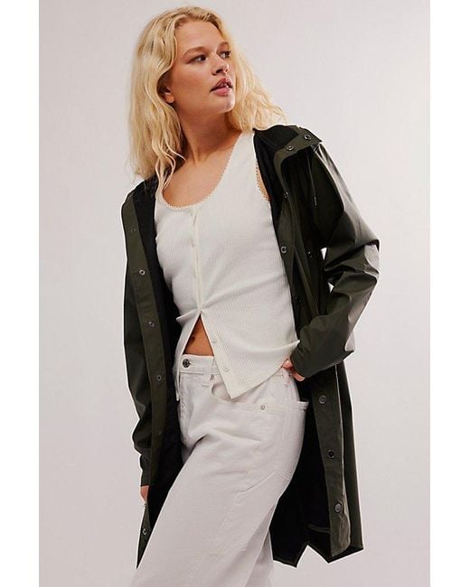 Rains Green Long Jacket