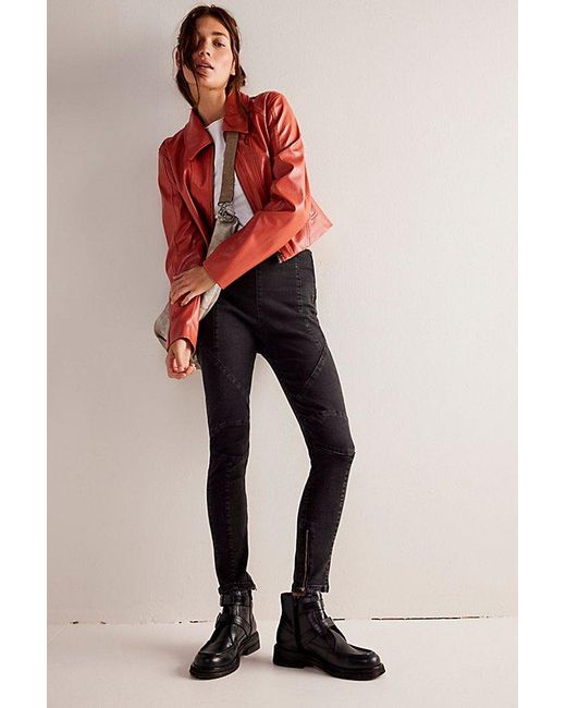 Free People Natural We The Free Bella Moto High-rise Skinny Jeans