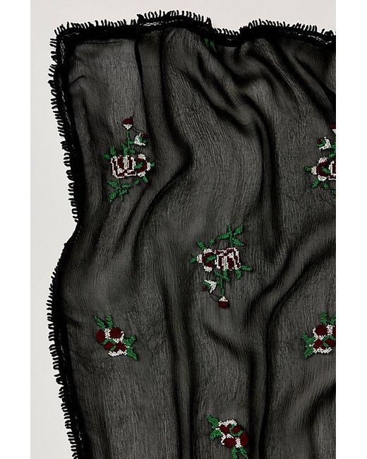 Free People Black Annabelle Embroidered Sheer Scarf