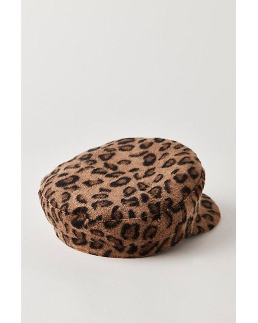 Free People Brown 90's Leopard Cadet Hat