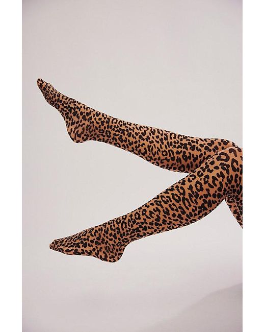 Free People Gray Seeing Spots Leopard Tights