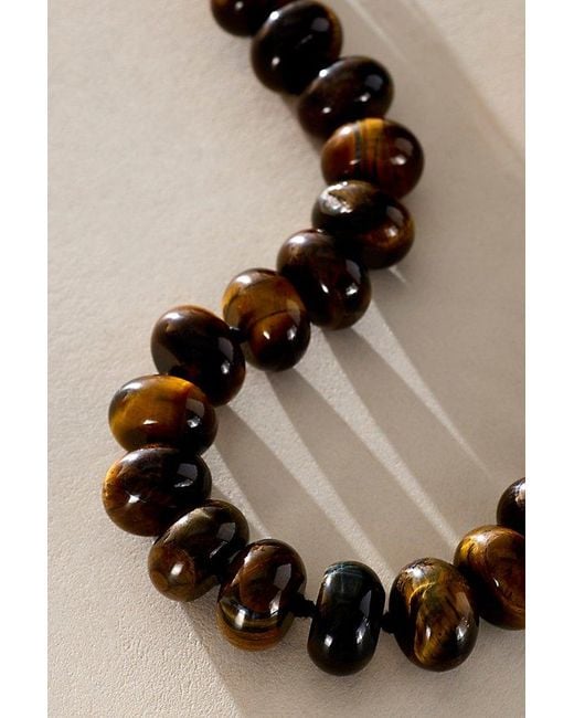 Free People Brown Sabina Semiprecious Beaded Stone Choker Necklace