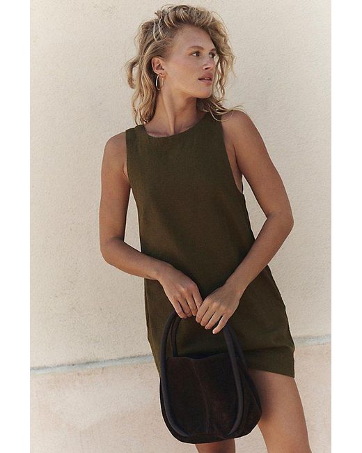 free-est Green Full Of Sunshine Cotton-Linen Mini Dress By