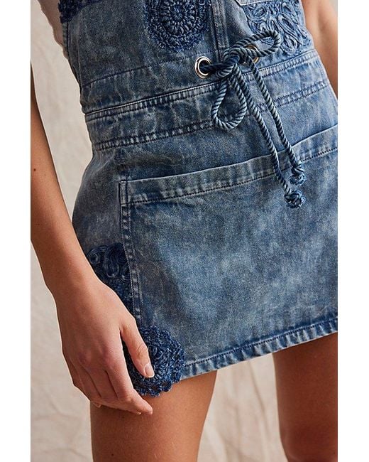 Free People Blue All Daisy Skirtall