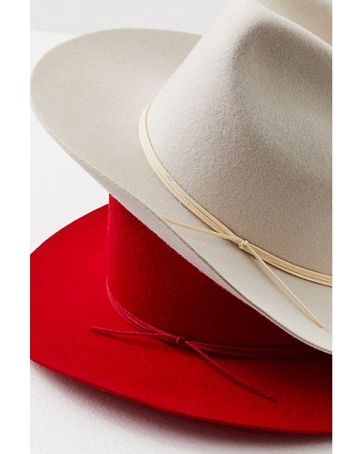 Free People Blaze Suede Tie Felt Cowboy Hat At In Red