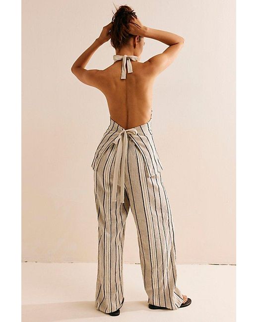 free-est Gray Take Me To Paris Low-back Striped Set