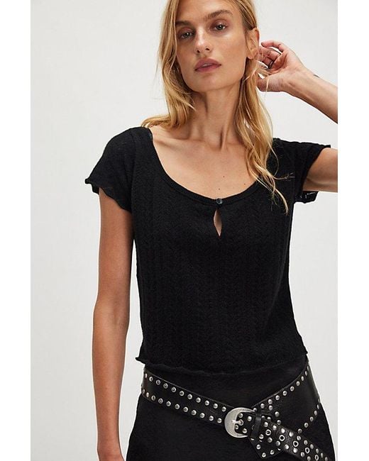 Free People Women's Black Hera Cashmere Pointelle Sweater