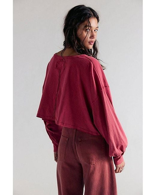Free People Red Sandy Long Sleeve Top