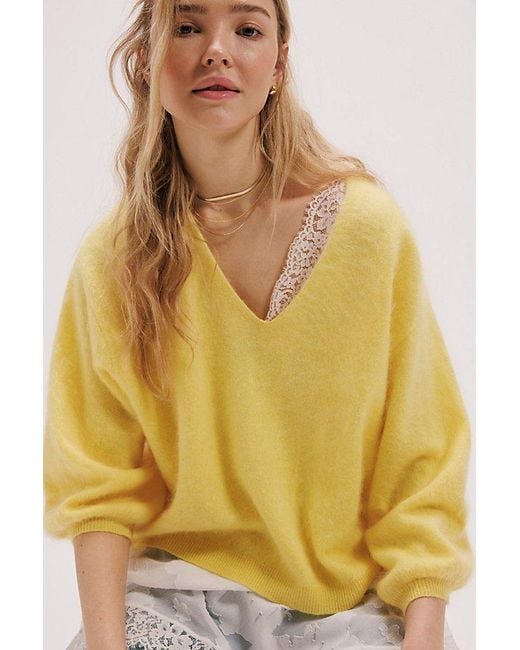 Free People Metallic Ava Brushed Cashmere Pullover