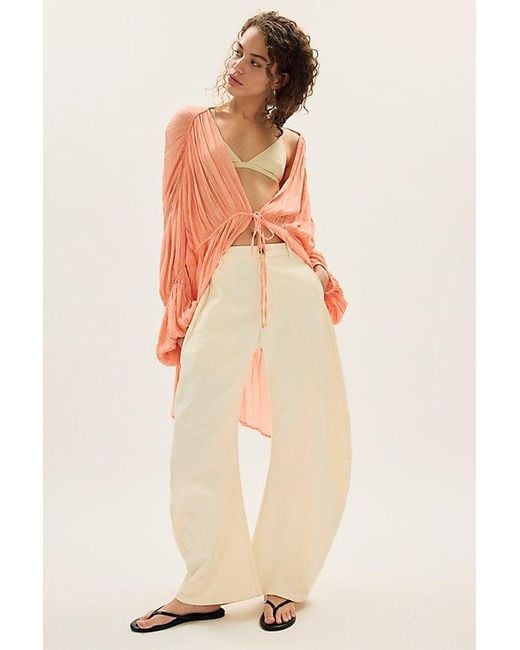 Free People White Juliet Sheer Tie-Front Duster Top
