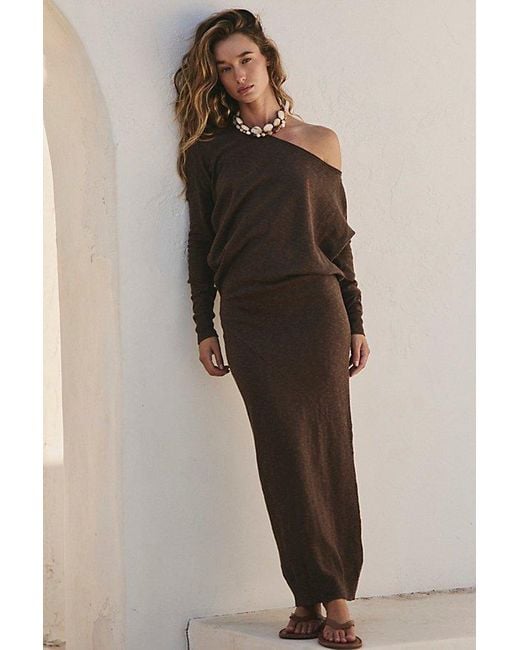 free-est Brown Hollis Sweater Midi Dress By