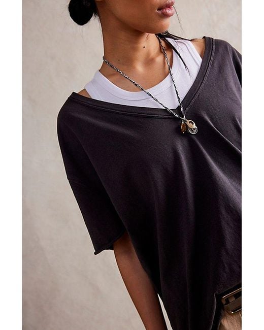 Free People Black Nina V-neck Tee