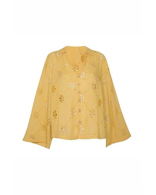 Matthew Williamson x Free People Green Mesquida Broderie Anglais Button Down