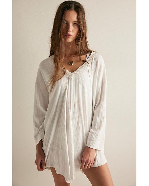 Intimately By Free People Natural End Game Pointelle Sleep Tee By