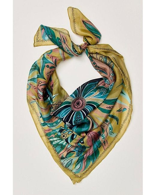 Free People Green So Silk Printed Bandana