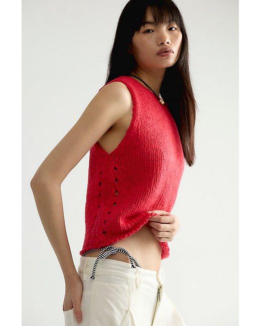 Free People Red Opal Knit Tank Top
