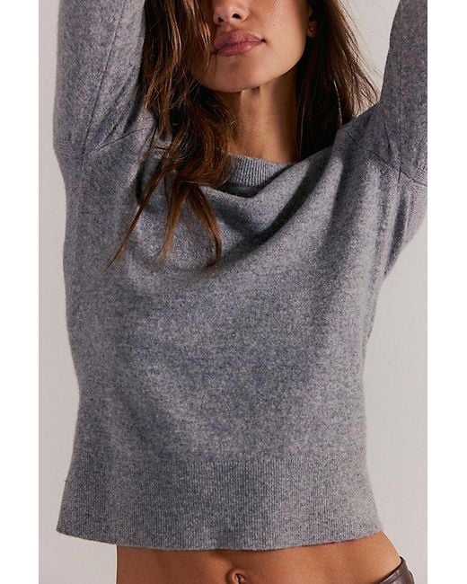 Free People Gray Malibu Cashmere Crewneck Sweater