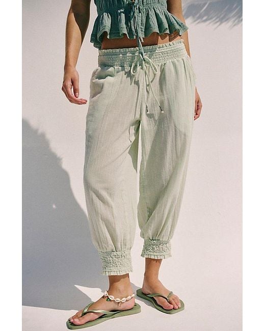 free-est Multicolor Taye Smocked Cotton Capris By