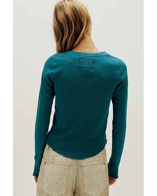 Free People Green Easy Does It Long Sleeve Tee