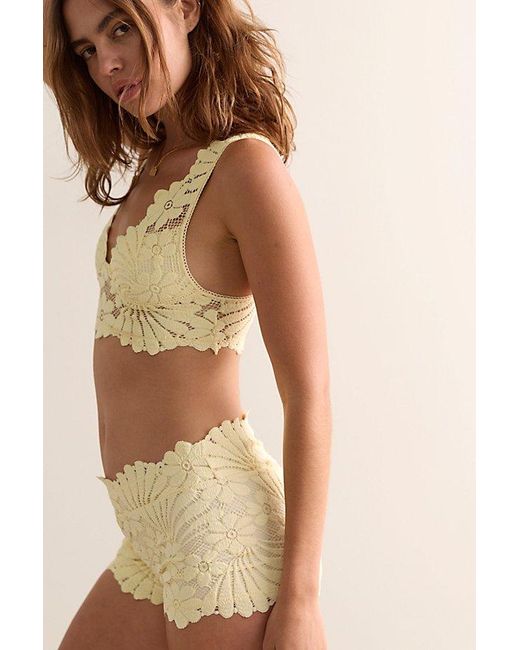 Intimately By Free People Yellow Petal Party Lace Slip Shorts By