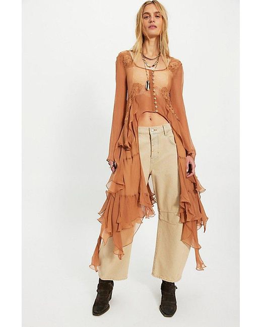 Nigel Preston Brown Angel Chiffon Maxi Top