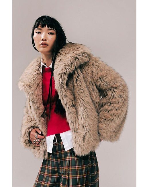 Free People Brown Rina Faux Fur Jacket