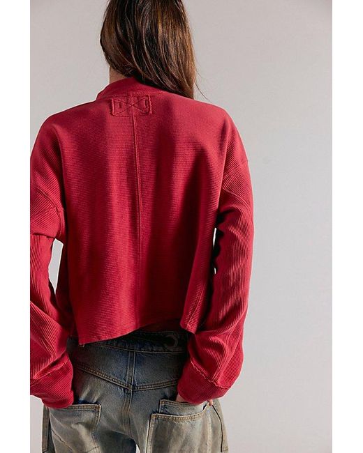Free People Red Celeste Quarter Zip Top