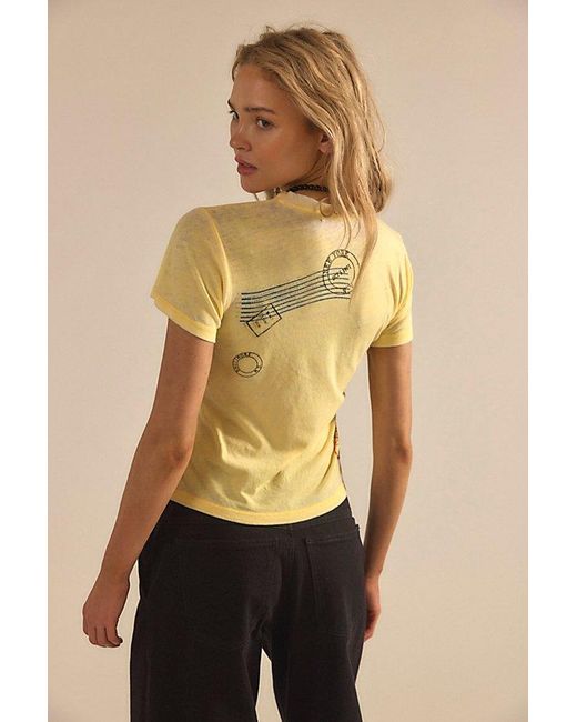 Daydreamer Yellow Postcards Burnout Vintage Baby Tee