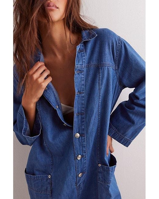 Free People Blue We The Free Margarita Jumpsuit