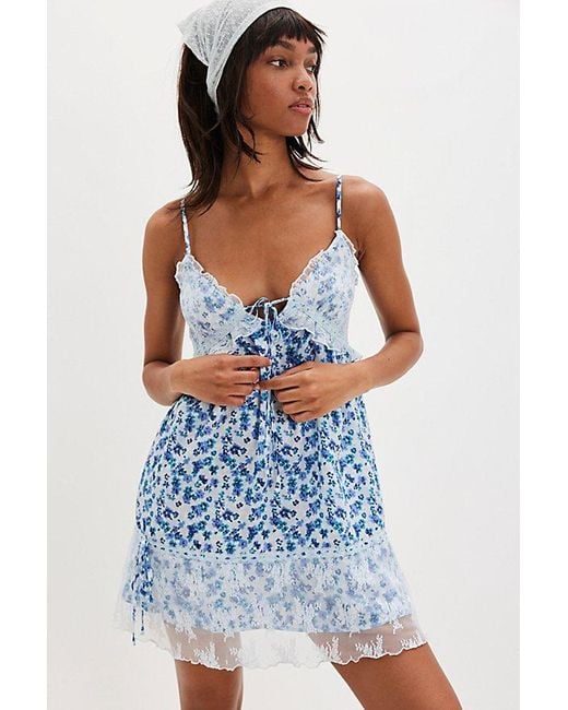Free People Blue Tell Me More Mini Slip By